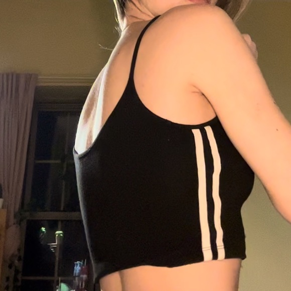 Brandy Melville black cropped tank with white side stripes - Picture 4 of 4